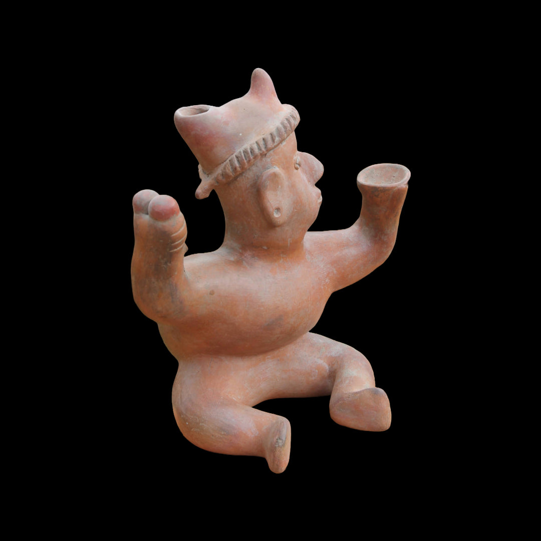 Colima Pre Columbian Dwarf Vessel in Redware Pottery