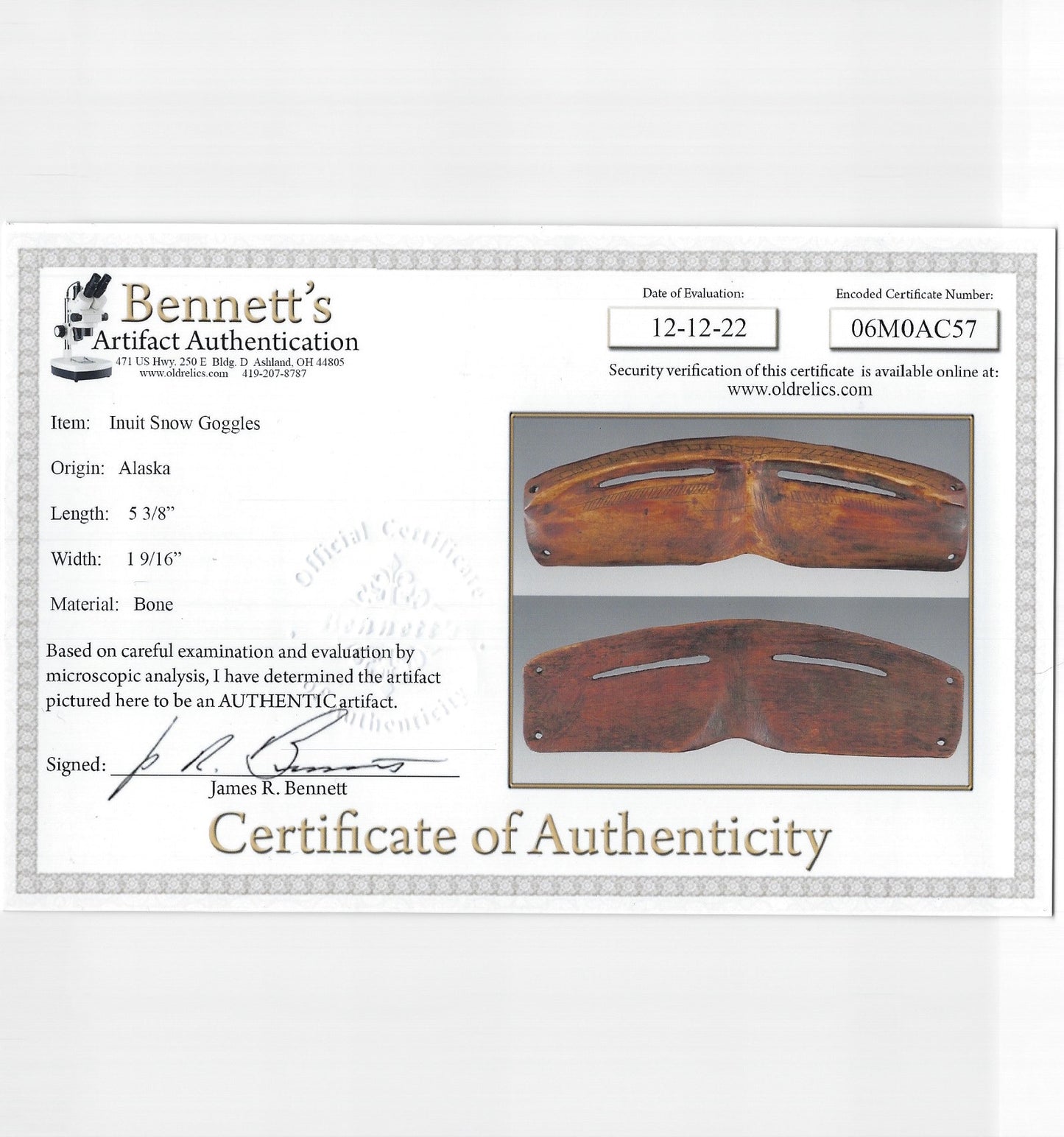 Engraved Eskimo Snow Goggles - SOLD - THANK YOU !