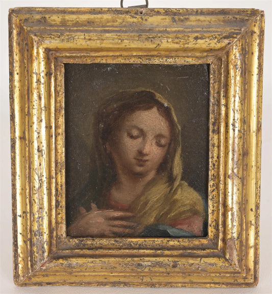 Italian 18th Century Madonna, Oil on Slate