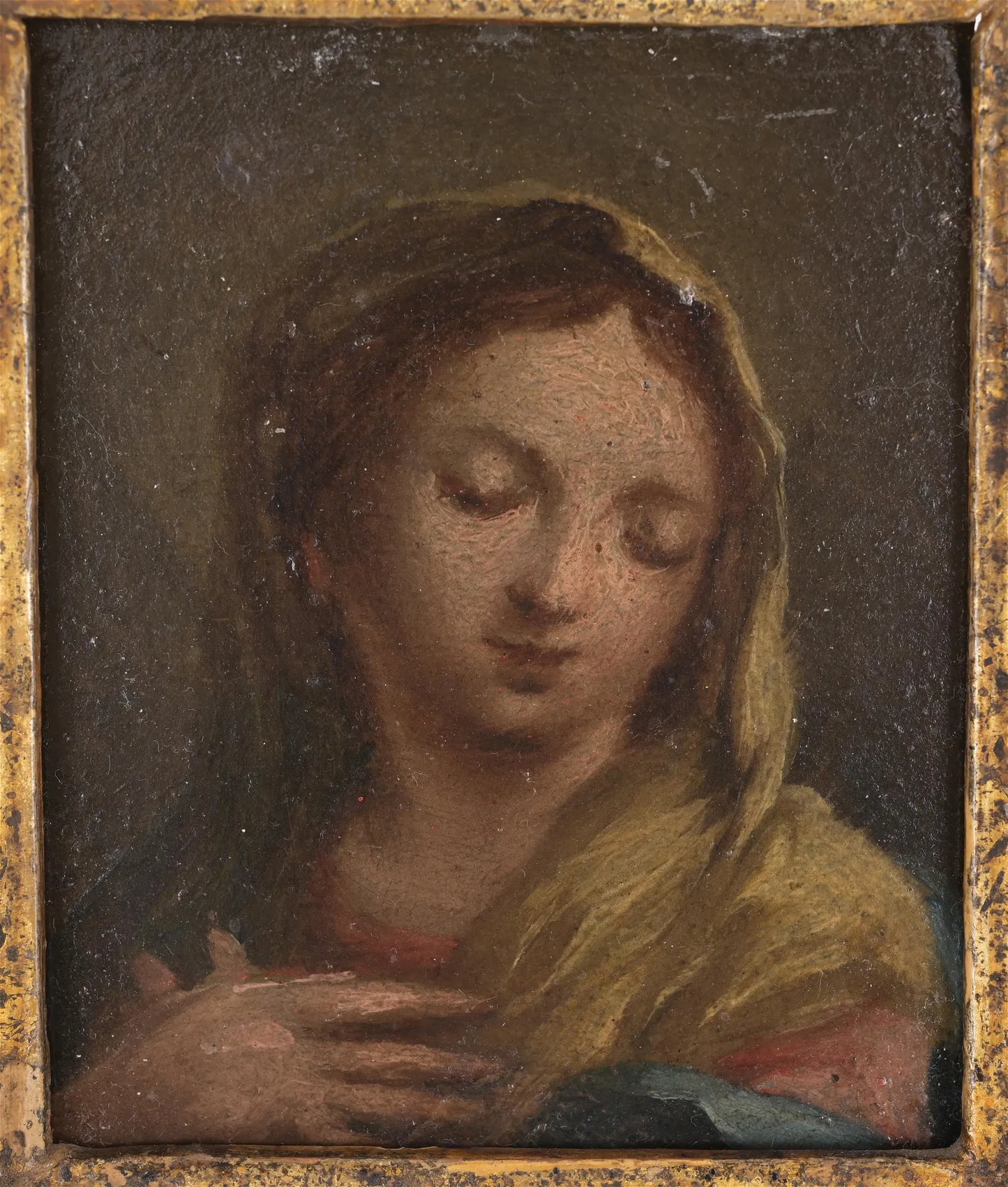 Italian 18th Century Madonna, Oil on Slate