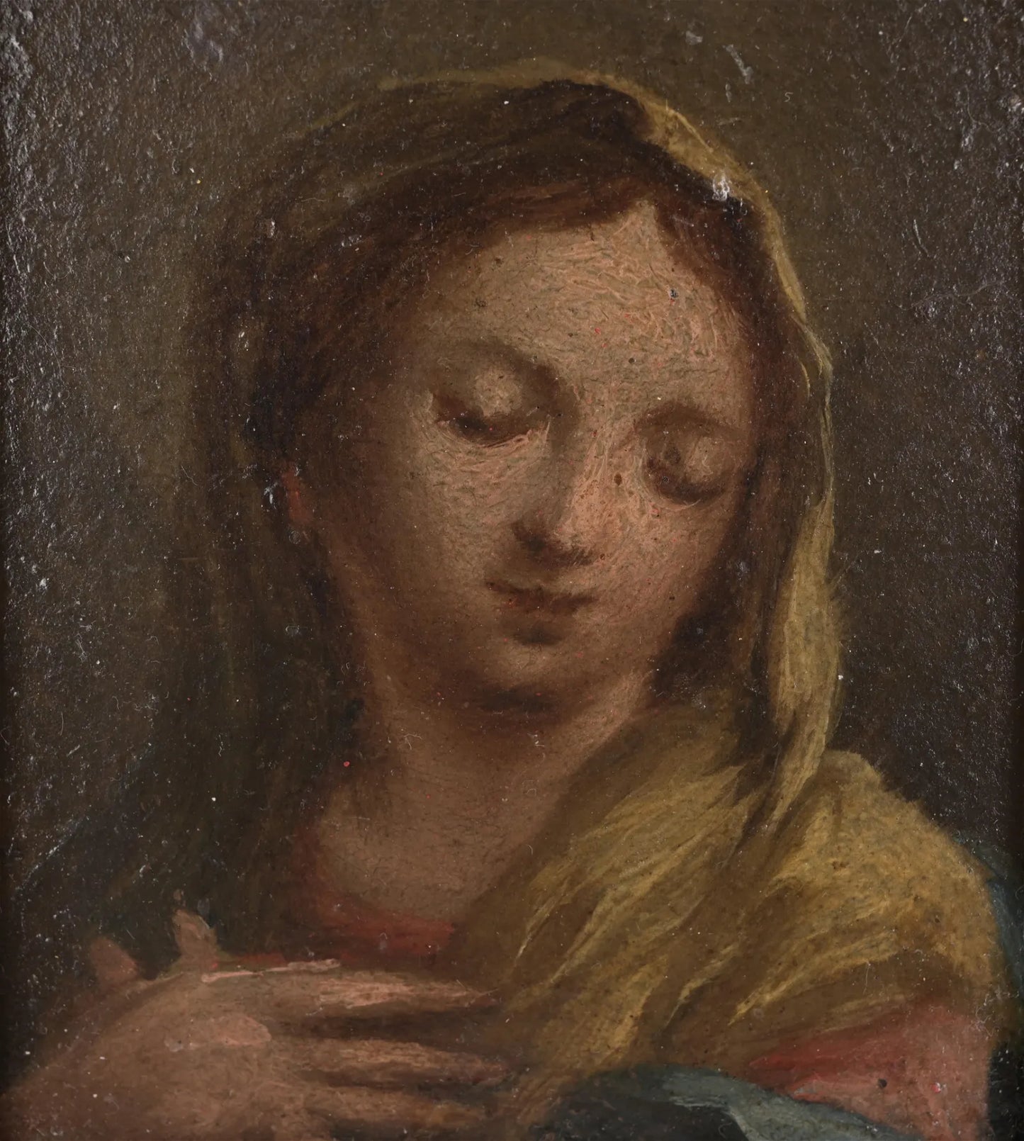 Italian 18th Century Madonna, Oil on Slate